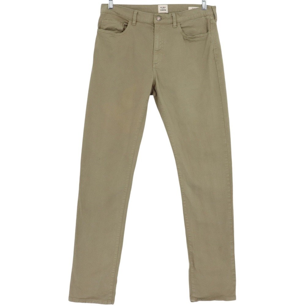 Flint and Tinder Slim Fit 365 Chino Pants Mens 34x34 Light Olive Cotton Stretch
